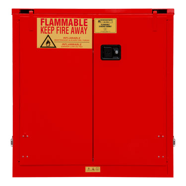 FM Approved, Flammable Storage Cabinet, 30 Gallon, 2 Doors, Self Close, 1 Shelf, Red